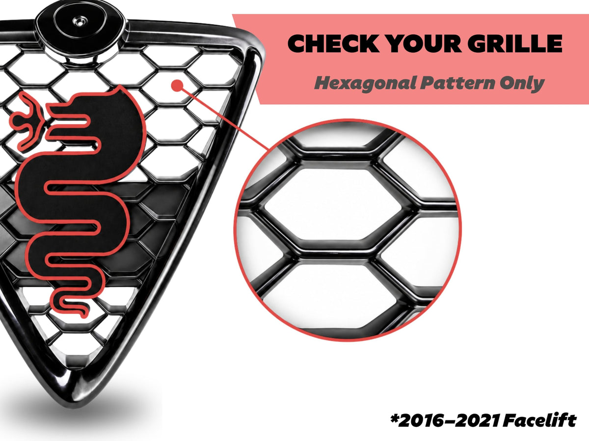 Logo per Griglia Alfa Romeo Giulietta 2016, Design Serpente Biscione (Nero-Rosso)