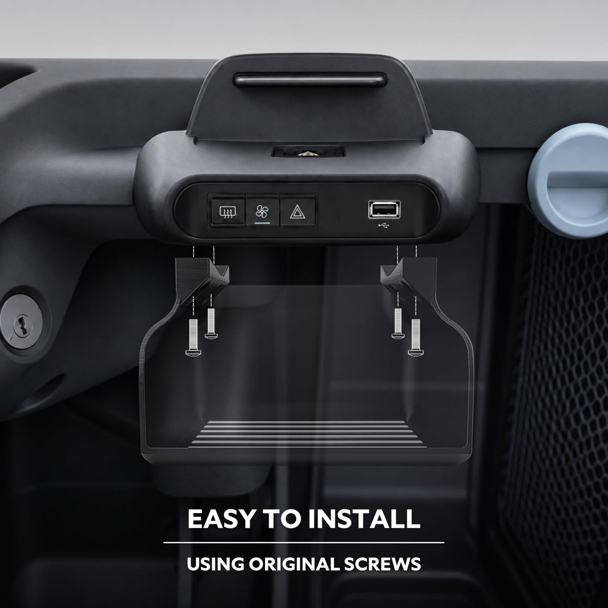 RICREO Portaoggetti Centrale Organizer Auto Compatibile con Citroën AMI, Opel Rocks-e e FIAT Topolino - Montaggio Senza Fori