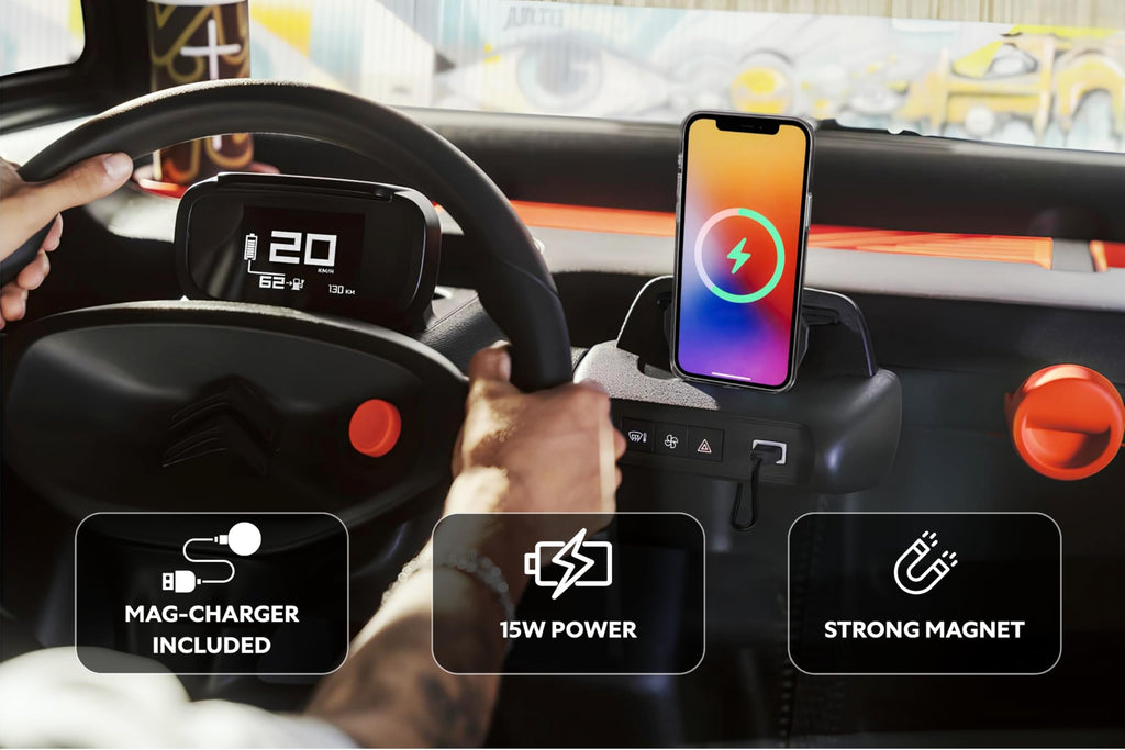 Supporto smartphone MagSafe 15W per Citroën Ami, Opel Rocks-e e Fiat Topolino