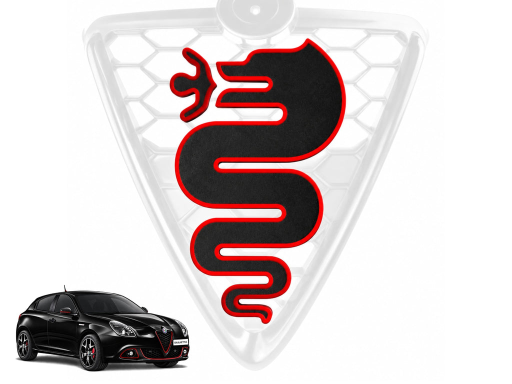 Logo per Griglia Alfa Romeo Giulietta 2016, Design Serpente Biscione (Nero-Rosso)
