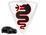 Logo per Griglia Alfa Romeo Giulietta 2016, Design Serpente Biscione (Nero-Rosso)