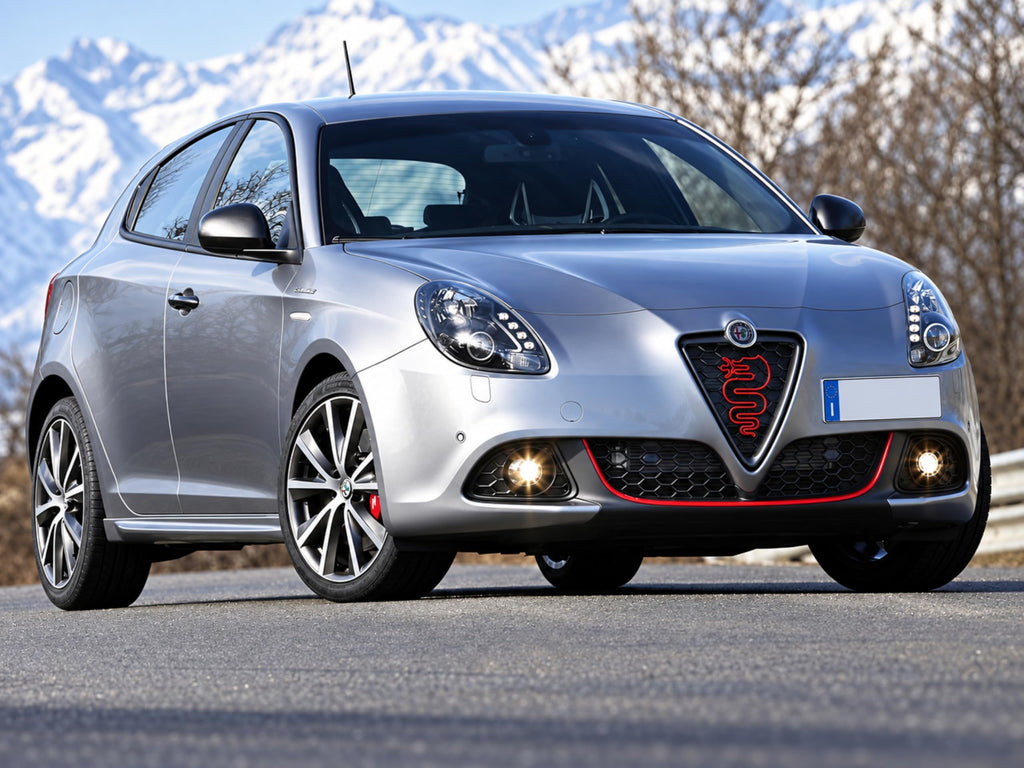 Logo per Griglia Alfa Romeo Giulietta 2016, Design Serpente Biscione (Nero-Rosso)