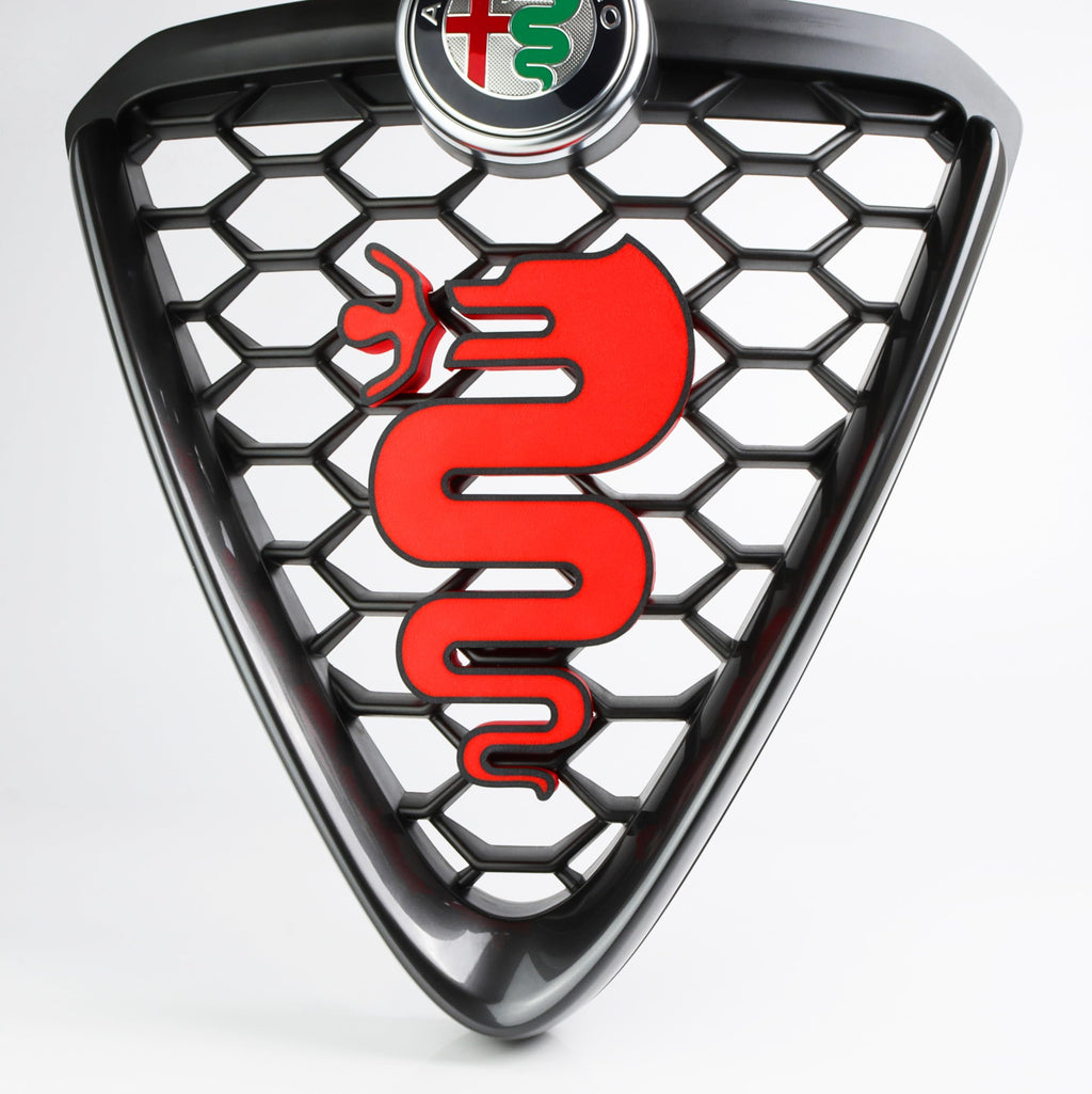 Logo per Griglia Alfa Romeo MITO, Serpente Biscione Esterno 2016+ (Rosso-Nero)