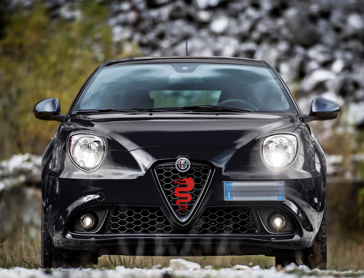 Logo per Griglia Alfa Romeo MITO, Serpente Biscione Esterno 2016+ (Rosso-Nero)
